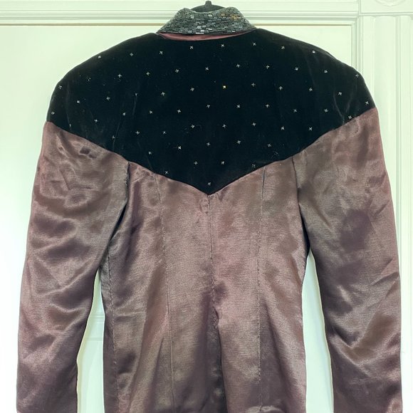 KAREN OKADA FOR DAVID HOWARD SILK AND VELVET STUDDED BLAZER FESTIVAL BURNINGMAN - Picture 4 of 6